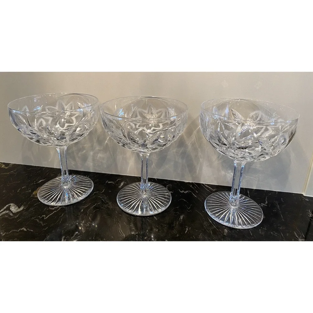 Vintage Nachtmann Traube Cut To Clear Crystal Sherbet Compote Bowls Set Of 3